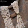 Peaches & Cream Freshwater Multi-string Necklace with 14K Gold Lock - OutOfAsia